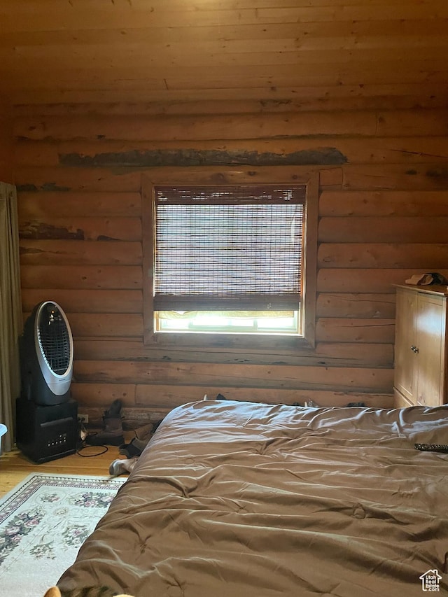 2637 N Water Canyon Ave, Huntsville, UT 84317 - unfurnished bedroom with wooden ceiling and log walls