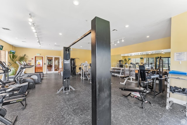 900 Bitner Rd Unit K25, Park City, UT 84098 - workout area with french doors and track lighting