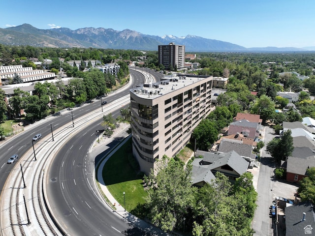 aerial view featuring a mountain view