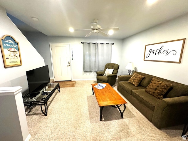 890 N Newberg Pl Unit 3, Garden City, UT 84028 - living area with a ceiling fan, carpet, and recessed lighting