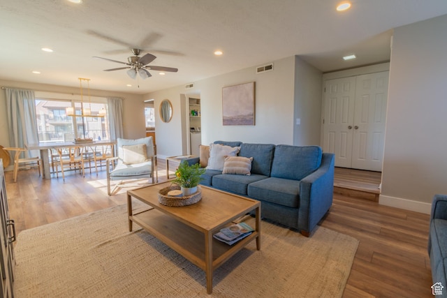 860 S Village Rd Unit Y8, St George, UT 84770 - living room featuring hardwood / wood-style flooring and ceiling fan