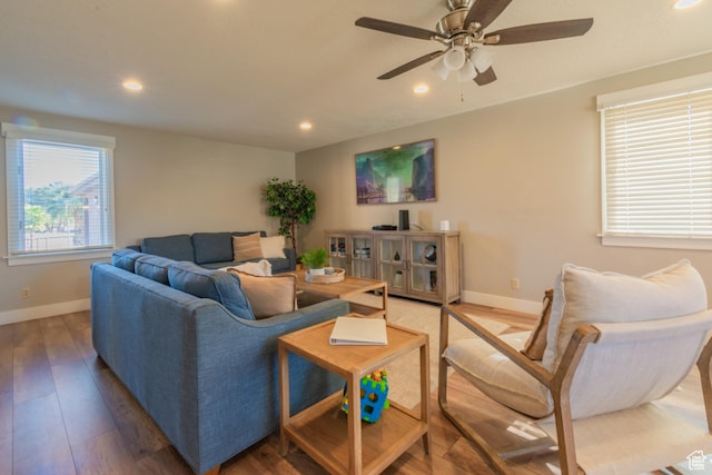 860 S Village Rd Unit Y8, St George, UT 84770 - living room featuring hardwood / wood-style flooring and ceiling fan