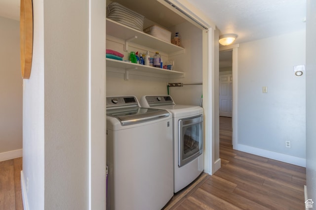 860 S Village Rd Unit Y8, St George, UT 84770 - clothes washing area with hardwood / wood-style floors and separate washer and dryer
