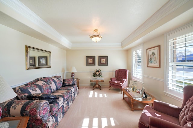2594 W 1800 N, Farr West, UT 84404 - carpeted living room with a raised ceiling and ornamental molding