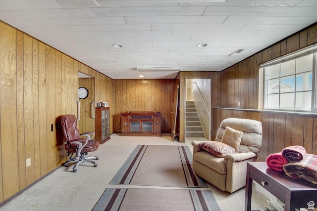 5238 S 2100 W, Roy, UT 84067 - living area featuring wood walls and light colored carpet