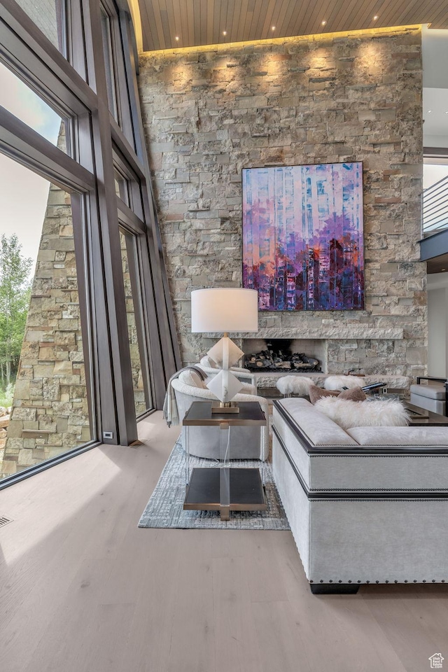 8544 N Promontory Ranch Rd, Park City, UT 84098 - living room featuring wood ceiling, recessed lighting, and wood finished floors