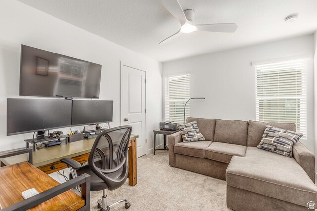 2278 N Canal View Ln, Heber City, UT 84032 - home office with ceiling fan and light colored carpet