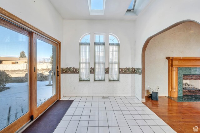1402 Shepherd Dr, Wellington, UT 84542 - interior space featuring wood-type flooring and a skylight