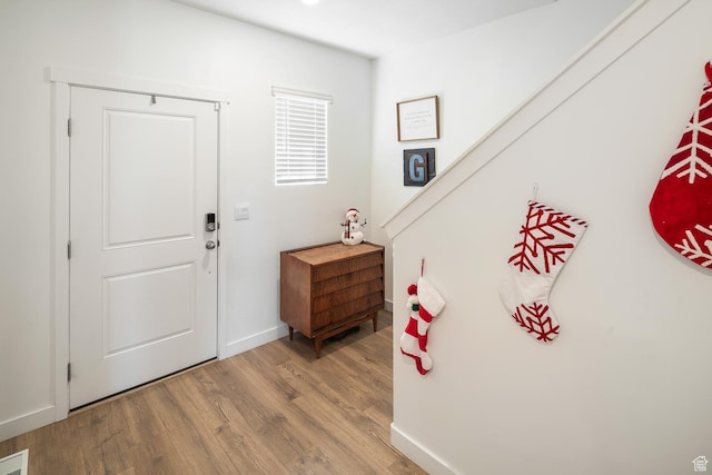 entryway with light wood-type flooring