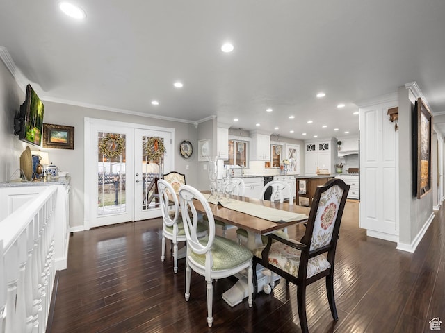 208 S 1100 E, Payson, UT 84651 - dining room with french doors, recessed lighting, ornamental molding, and dark wood finished floors