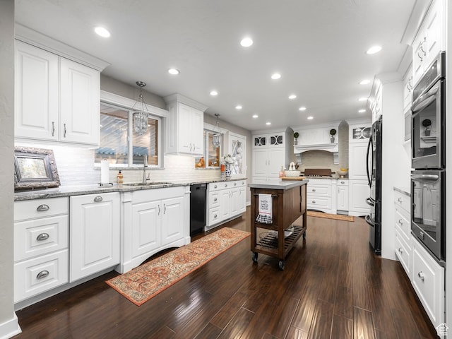 208 S 1100 E, Payson, UT 84651 - kitchen featuring dishwasher, decorative backsplash, white cabinets, light stone counters, and recessed lighting