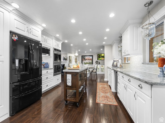 208 S 1100 E, Payson, UT 84651 - kitchen featuring appliances with stainless steel finishes, recessed lighting, white cabinets, light stone countertops, and dark wood-type flooring