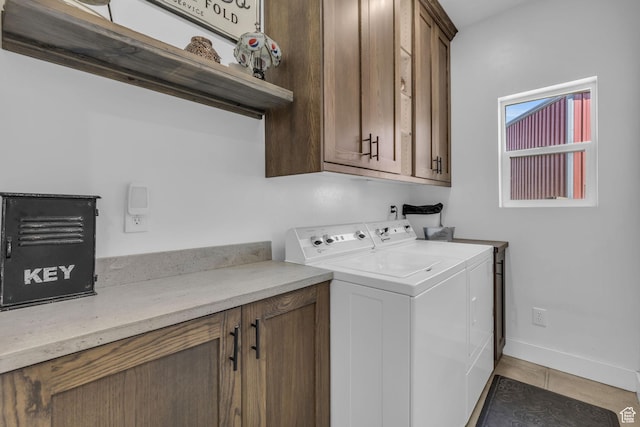 30 W 400 N, Fillmore, UT 84631 - laundry area featuring cabinets, washing machine and dryer, and dark tile patterned floors