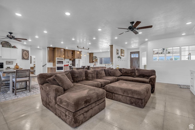 30 W 400 N, Fillmore, UT 84631 - living room featuring ceiling fan and a textured ceiling