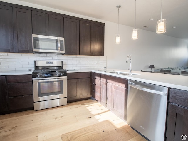 1418 E Komenda Way, Millcreek, UT 84124 - kitchen featuring light wood-type flooring, stainless steel appliances, dark brown cabinetry, and sink