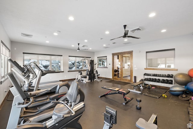 13579 N Hillclimb Ln, Kamas, UT 84036 - exercise room with ceiling fan