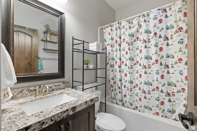 13579 N Hillclimb Ln, Kamas, UT 84036 - full bathroom featuring vanity, toilet, and shower / bath combo with shower curtain
