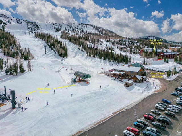407 S Vasels Rd Unit 65, Brian Head, UT 84719 - snowy aerial view featuring a mountain view