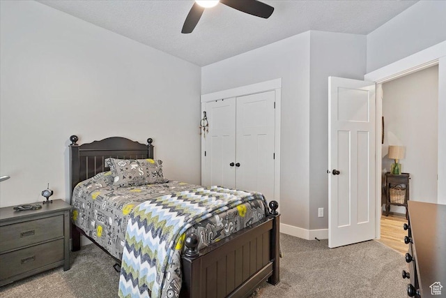 3851 N 425 E, North Ogden, UT 84414 - carpeted bedroom with ceiling fan, a closet, and a textured ceiling