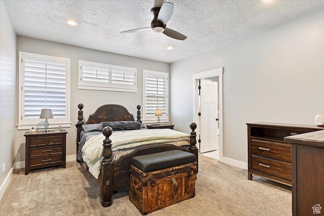 3851 N 425 E, North Ogden, UT 84414 - bedroom with light carpet, a textured ceiling, multiple windows, and ceiling fan