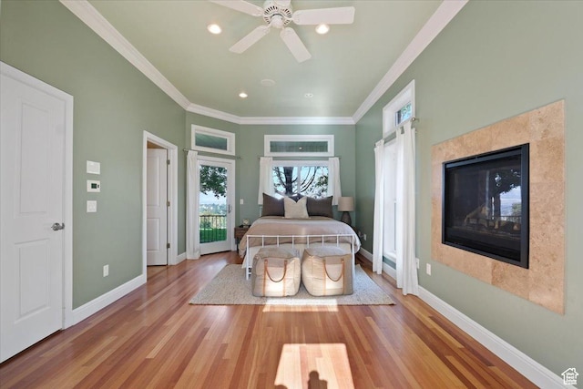 1375 E 260 N, Logan, UT 84321 - bedroom featuring light hardwood / wood-style floors, ceiling fan, and ornamental molding