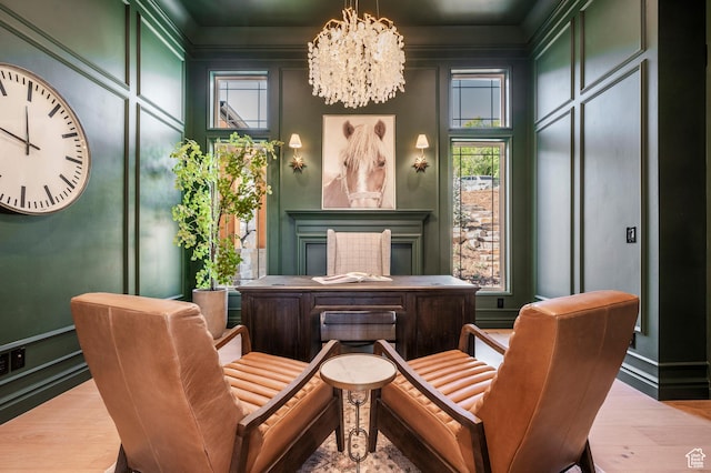 6736 E Via Cortina, Huntsville, UT 84317 - sitting room featuring light hardwood / wood-style floors and a notable chandelier