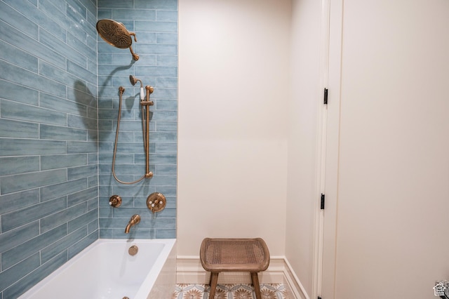 6736 E Via Cortina, Huntsville, UT 84317 - bathroom featuring tiled shower / bath combo and tile patterned floors