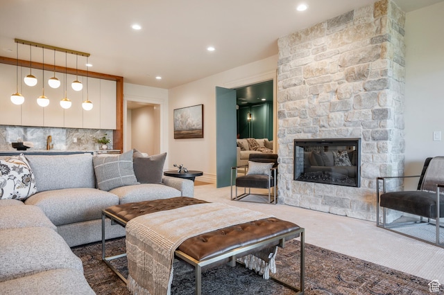 6736 E Via Cortina, Huntsville, UT 84317 - living room with a fireplace and carpet