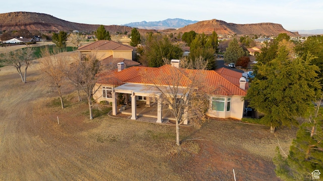drone / aerial view with a mountain view