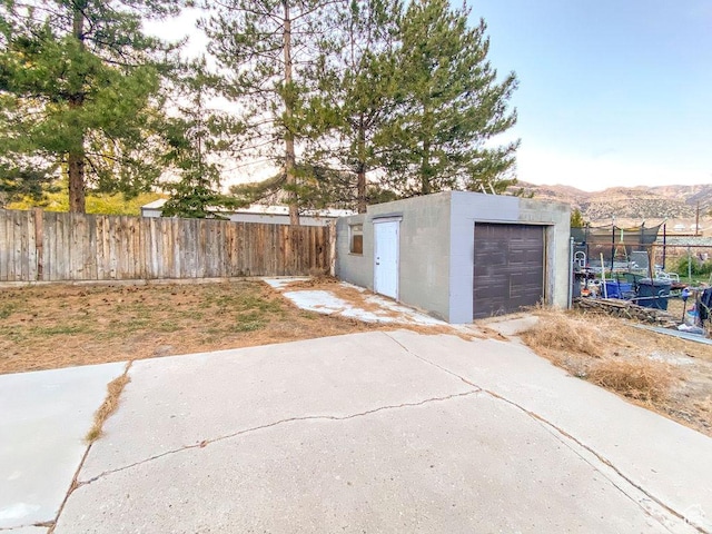 garage with a mountain view