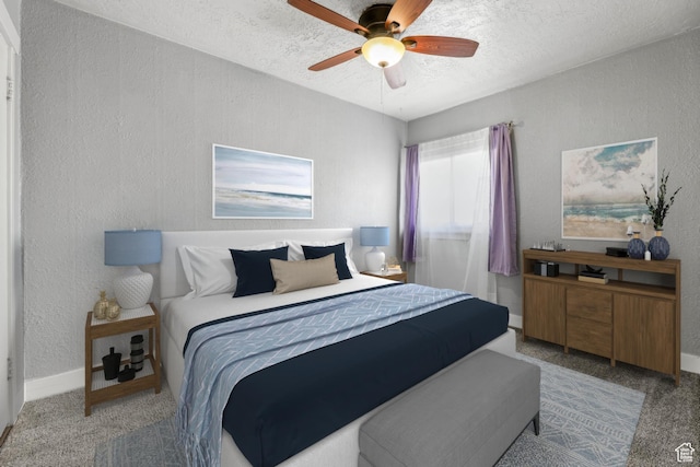 845 Binford St, Ogden, UT 84401 - bedroom with a textured ceiling, light colored carpet, and ceiling fan