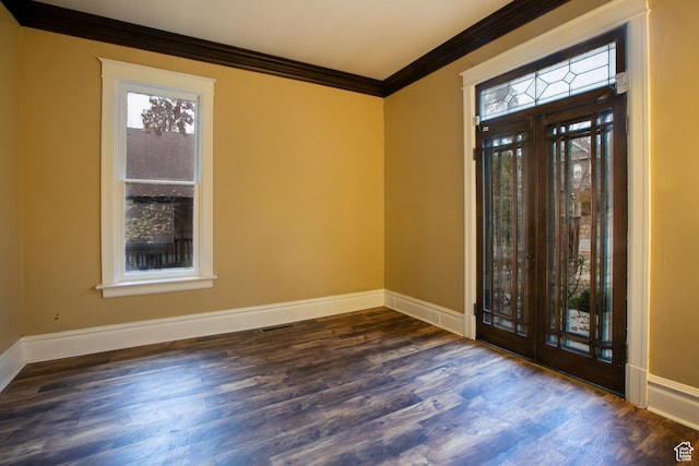 121 T St, Salt Lake City, UT 84103 - entryway with baseboards, crown molding, wood finished floors, and visible vents