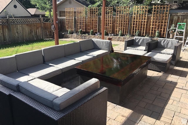 121 T St, Salt Lake City, UT 84103 - view of patio with outdoor lounge area and a fenced backyard