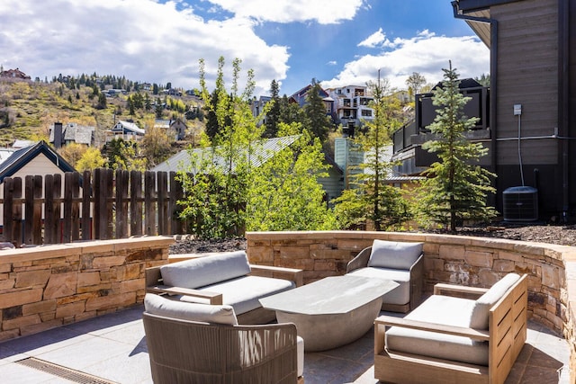 45 King Rd, Park City, UT 84060 - view of patio / terrace featuring outdoor lounge area, central AC, and fence