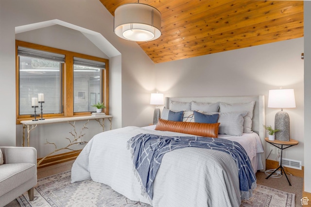 45 King Rd, Park City, UT 84060 - carpeted bedroom with wooden ceiling, visible vents, and lofted ceiling