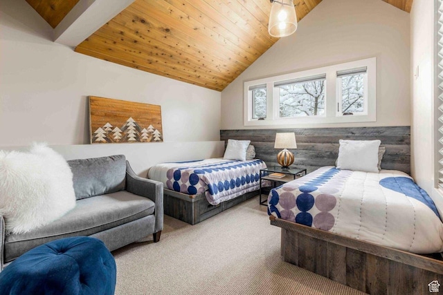 45 King Rd, Park City, UT 84060 - bedroom featuring wood ceiling, lofted ceiling, and carpet floors