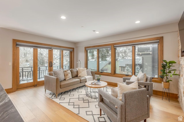 45 King Rd, Park City, UT 84060 - living room featuring light wood-style flooring, french doors, and baseboards