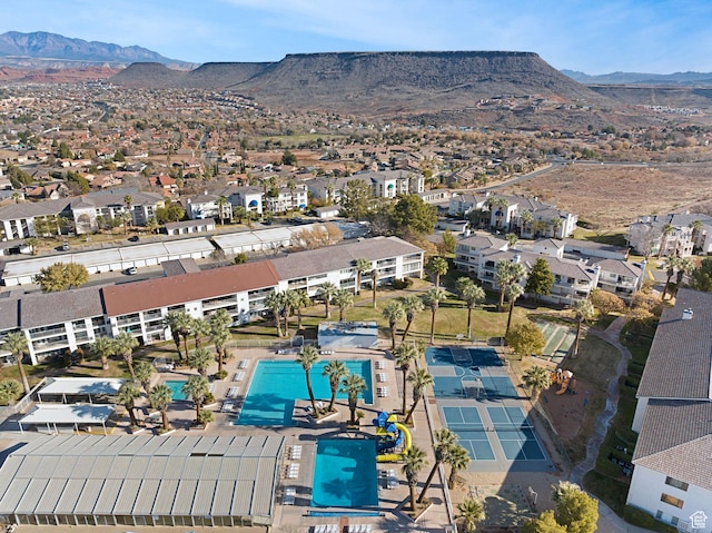 aerial view featuring a mountain view