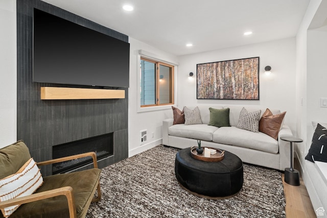 401 Silver King Dr, Park City, UT 84060 - living room featuring a large fireplace and hardwood / wood-style flooring