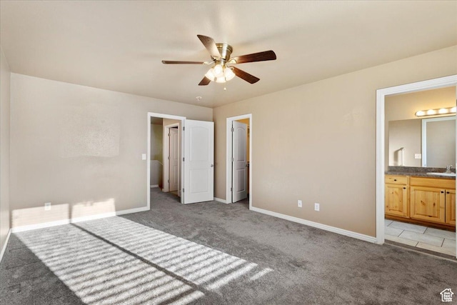 419 E 475 N, Ogden, UT 84404 - unfurnished bedroom with ensuite bathroom, ceiling fan, carpet floors, and sink