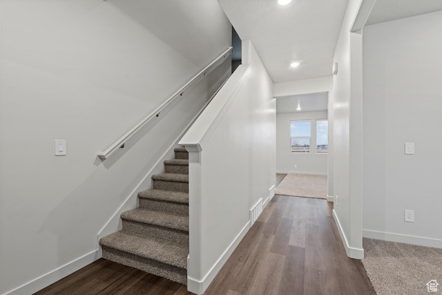 3474 S 3100 W Unit 146, West Haven, UT 84401 - staircase featuring baseboards, recessed lighting, wood finished floors, and visible vents