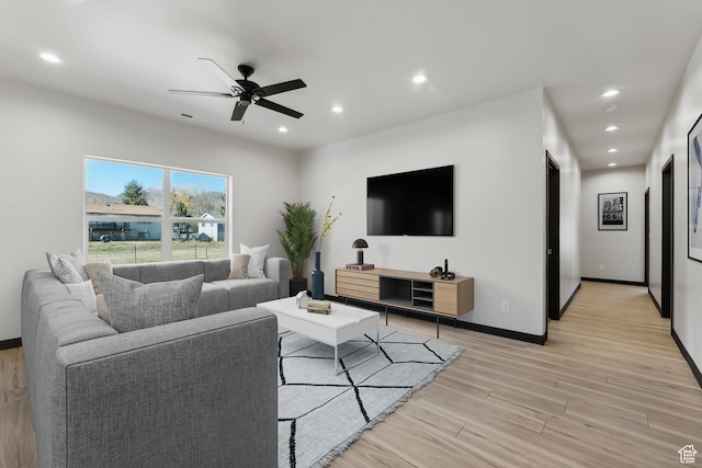160 S 200 W, Henefer, UT 84033 - living room with light hardwood / wood-style floors and ceiling fan