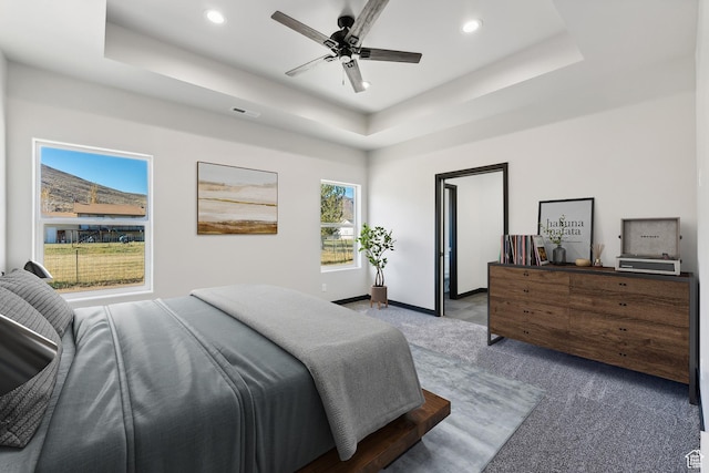 160 S 200 W, Henefer, UT 84033 - bedroom featuring light carpet, a tray ceiling, and ceiling fan