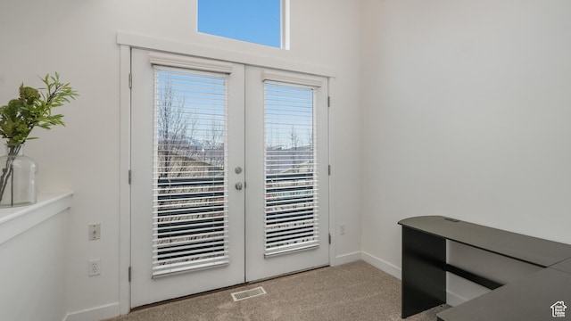 1026 N Shepard Creek Pkwy Unit 4, Farmington, UT 84025 - doorway with french doors, light colored carpet, and plenty of natural light