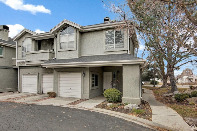 view of property featuring a garage