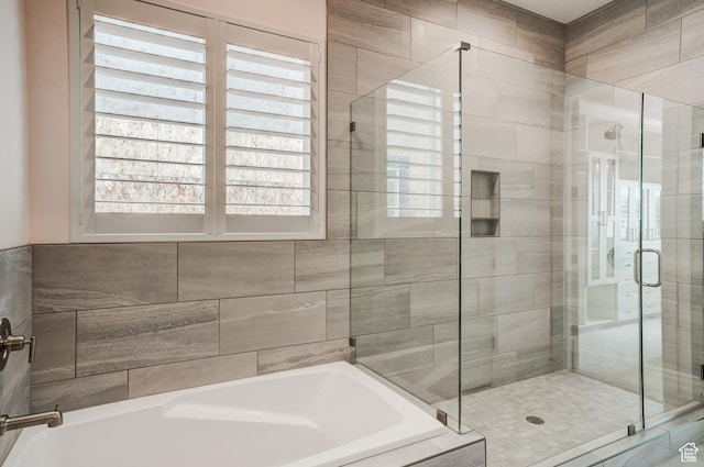 1259 W Moon Way Unit 134, Riverton, UT 84065 - bathroom with shower with separate bathtub and a healthy amount of sunlight