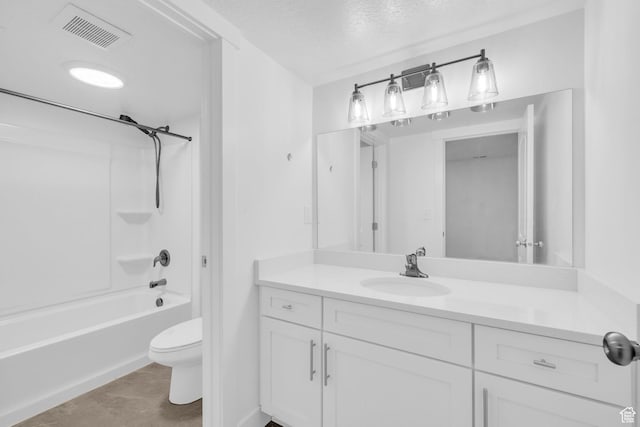 13963 S Wide Ridge Way Unit 1121, Herriman, UT 84096 - full bathroom featuring vanity, bathtub / shower combination, tile patterned flooring, toilet, and a textured ceiling