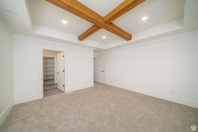 interior space with beamed ceiling