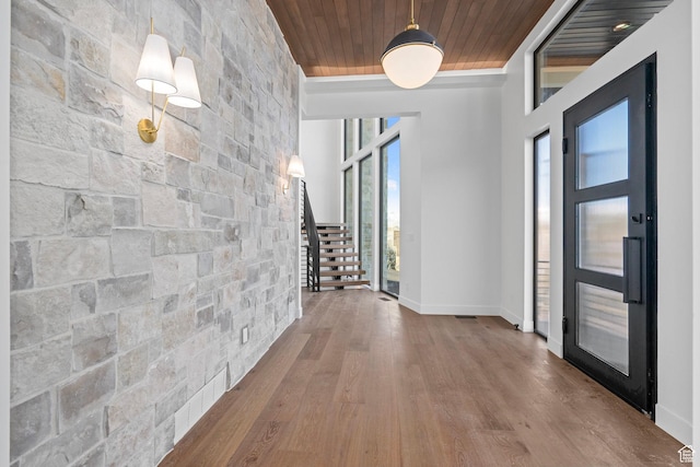 3050 Country Crossings, Heber City, UT 84032 - entryway featuring wooden ceiling, wood finished floors, and stairs