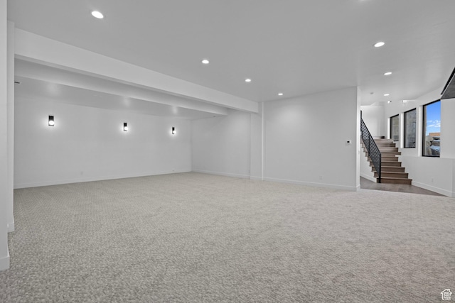 3050 Country Crossings, Heber City, UT 84032 - below grade area featuring recessed lighting, stairway, and carpet
